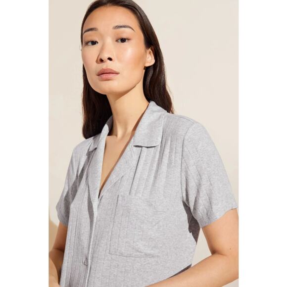 EBERJEY Gisele Rib Relaxed Short PJ Set XL Light Heather Grey TENCEL Modal NWOT - Picture 2 of 12